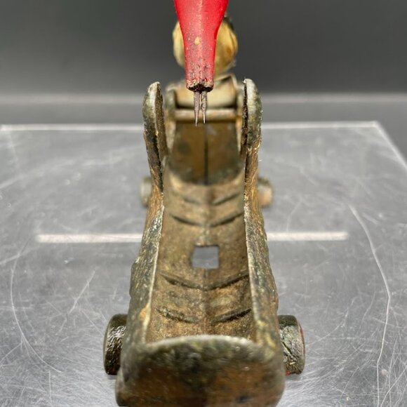 Cast Iron Woodpecker on a Log Toothpick Holder Grabber Vintage Metal Woodpecker - Picture 7 of 10